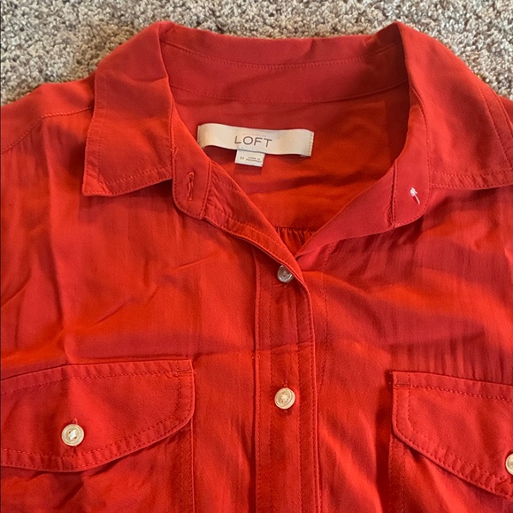Orange/Red Loft Button-Up Blouse Size Medium - Picture 3 of 6